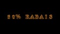 50% rabais fire text effect black background Royalty Free Stock Photo