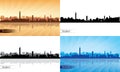 Rabat city skyline multicolored silhouette set