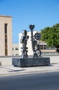Rabat, Malta - May 8, 2017: Monument near Fortunato bus stop at Gozo island in Malta.