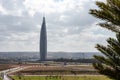 RABAT, MOROCCO - APRIL 09, 2023 - Mohammed VI tower in the new arising district of Rabat in Morocco