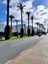 Rabat, Morocco - 10 December, 2019: View of Mohamed V Avenue of Rabat on a sunny day. Rabat is the capital city.