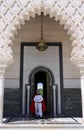 Rabat, Morocco. The Mausoleum of Mohammed V facade, guarded by Royal Guard. Royalty Free Stock Photo