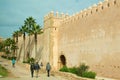 Rabat, Morocco - November 2019: The outer walls of Oudaya Kasbah in Rabat, Morocco