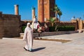 Rabat, Morocco - Oct 13, 2019: A royal maroccan guard in front of the mausoleum of the Mohammed V Royalty Free Stock Photo