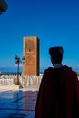 Rabat, Morocco - Oct 13, 2019: A royal maroccan guard in front of the mausoleum of the Mohammed V Royalty Free Stock Photo