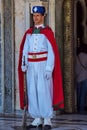 Rabat, Morocco - Oct 13, 2019: A royal maroccan guard in front of the mausoleum of the Mohammed V Royalty Free Stock Photo