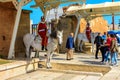 RABAT, MOROCCO - 22,04,2019: Royal guard in front of Hassan Tower and Mausoleum of Mohammed V Royalty Free Stock Photo