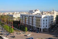 View from the hotel to the Boulevard with beautiful palm trees and the houses of Rabat with beautiful Royalty Free Stock Photo