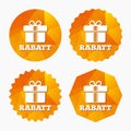 Rabatt - Discounts in German sign icon. Gift.