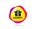 Rabatt - Discounts in German sign icon. Gift. Vector