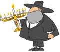 Rabbi Holding a Menorah
