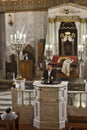 Rabbi preaches at the Moscow Choral Synagogue. Austere black and