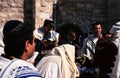 Rabbis in prayer in the wall of explanda lamentaci Royalty Free Stock Photo