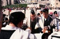 Rabbis in prayer in the wall of explanda lamentaci Royalty Free Stock Photo