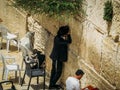 Rabbis Praying at the Western Wall Royalty Free Stock Photo