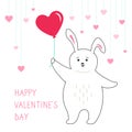 Rabbit air cartoon cartoon coney Valentines card