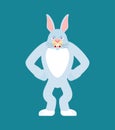 Rabbit angry. Hare evil emotions. Animal aggressive. Vector illustration