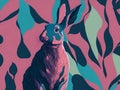 Rabbit animal abstract wallpaper. Contrast background Bunny in Pastel colors. Ai Generated