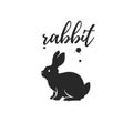 Rabbit animal silhouette isolated on white background. Vector flat illustration. Royalty Free Stock Photo