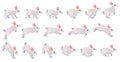 Rabbit animation. Bunny jump or animated running motion cycle for 2d game, speed run hare body animal sequence frame set Royalty Free Stock Photo