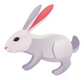 Rabbit animation icon. Bunny jump or running motion element for 2d game. Speed run hare animal, sprite sheet move