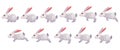 Rabbit animation icon set. Bunny jump or animated running motion cycle for 2d game. Speed run hare animal, sprite sheet