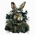 Rabbit in Arms Military-inspired Design for Stock Photos - Generative AI