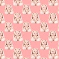 Rabbit beige, plush seamless pattern on a light background