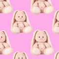 Rabbit beige, plush seamless pattern on a light background