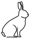 Rabbit black line symbol. Hare animal icon