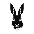 Rabbit black silhouette. Easter bunny icon isolated