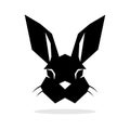 Rabbit black silhouette. Easter bunny icon isolated