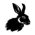 Rabbit black silhouette. Easter bunny icon isolated