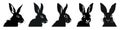 Rabbit black silhouettes. Set of Easter bunny icons isolated Royalty Free Stock Photo