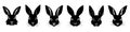 Rabbit black silhouettes. Set of Easter bunny icons isolated Royalty Free Stock Photo