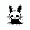 Sad Bunny Drawing In Lunarpunk Style