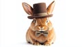 Rabbit With Bow Tie And Hat In White Background Royalty Free Stock Photo