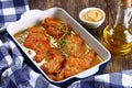 Rabbit braised in mustard cream sauce Royalty Free Stock Photo