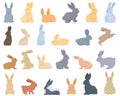Rabbit breeding icons set cartoon vector. Animal bunny Royalty Free Stock Photo