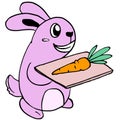 The rabbit brought the carrots to serve