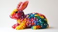 A rabbit built from colorful jellybeans, each adding to its playful Royalty Free Stock Photo
