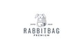 Rabbit or bunny with bag line logo vector illustration Royalty Free Stock Photo