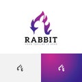 Rabbit Bunny Hare Fire Flame Spirit Negative Space Logo Royalty Free Stock Photo