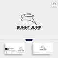 rabbit or bunny jump animal line art style logo template vector icon