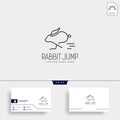 rabbit or bunny jump animal line art style logo template vector icon