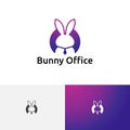 Rabbit Bunny Office Work Boss Employee Negative Space Logo