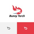 Rabbit Bunny Torch Fire Flame Running Speed Logo Royalty Free Stock Photo