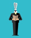 Rabbit businessman in suit. Wild animal people. Hare manager in