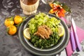 Rabbit cacciatore with spinach Royalty Free Stock Photo