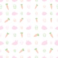 Rabbit carrot cupcake pastel seamless pattern